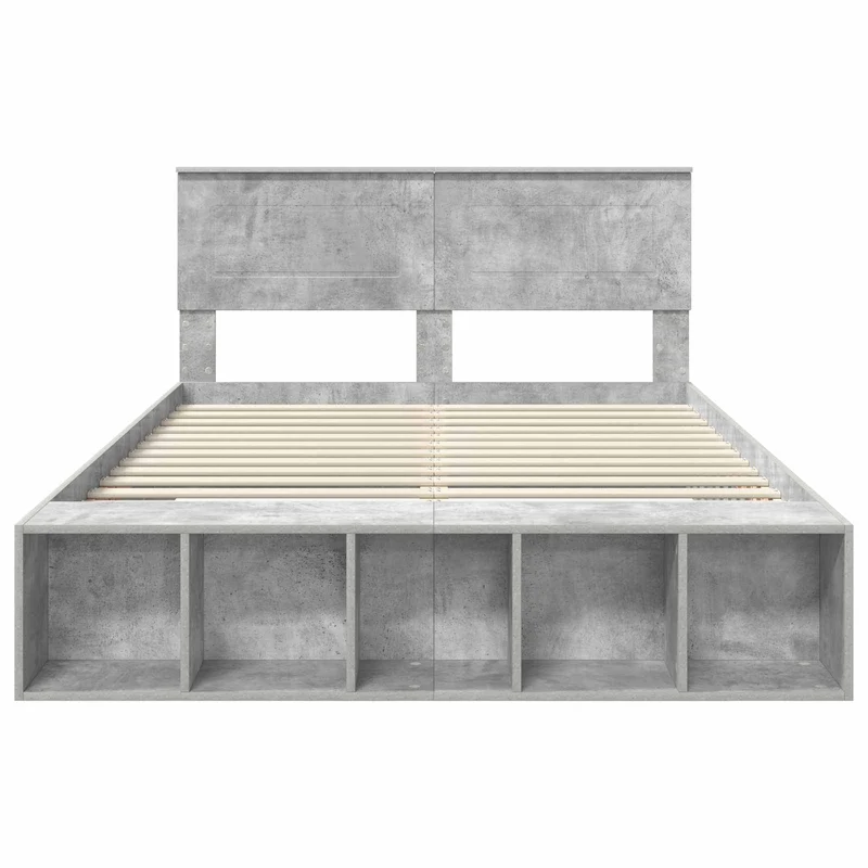 Bed Frame with Shelf Concrete Grey 160 x 200 cm Engineered Wood