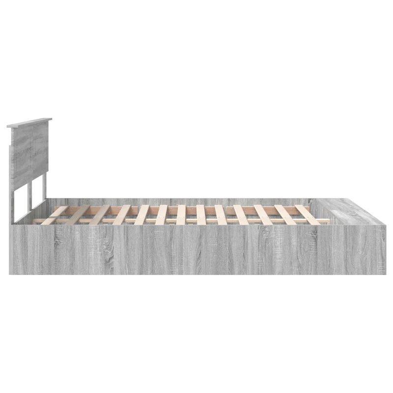 Bed Frame with Shelf Grey Sonoma 150 x 200 cm Engineered Wood