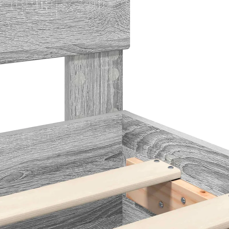 Bed Frame with Shelf Grey Sonoma 150 x 200 cm Engineered Wood