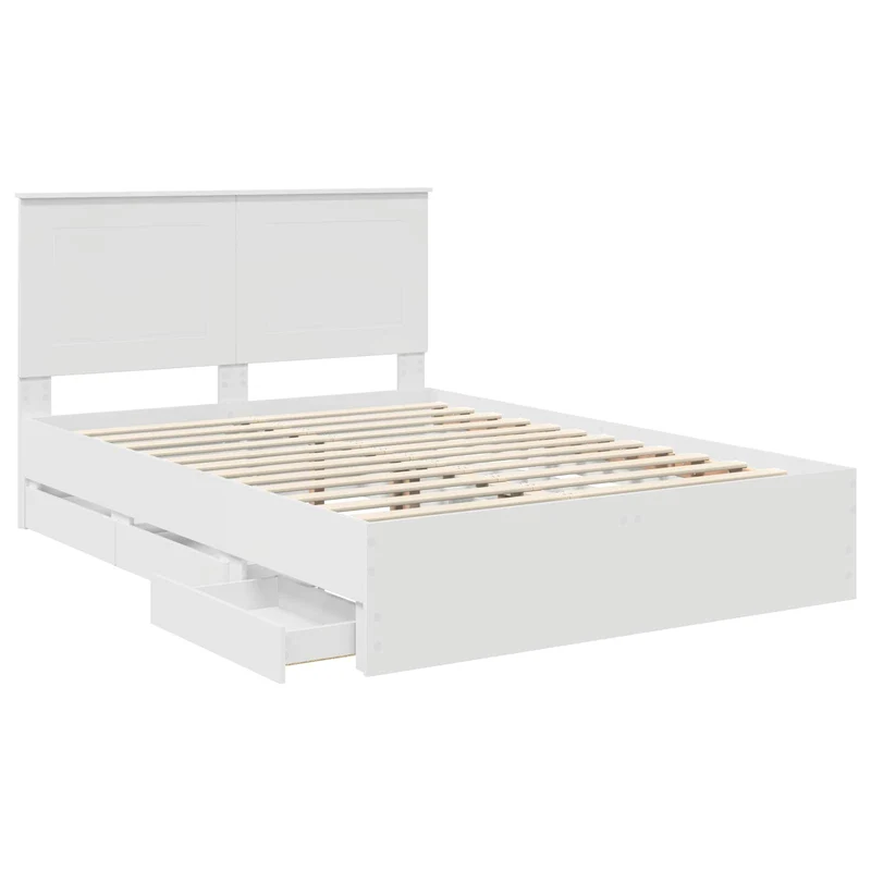 Bed Frame with Drawer White 150 x 200 cm Engineer Wood
