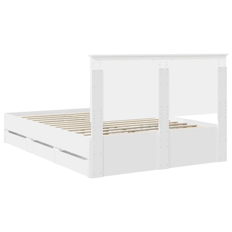 Bed Frame with Drawer White 150 x 200 cm Engineer Wood