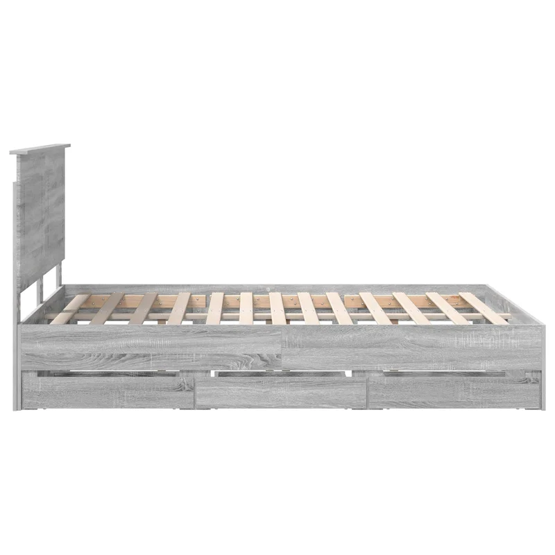 Bed Frame with Drawer Grey Sonoma 150 x 200 cm Engineer Wood