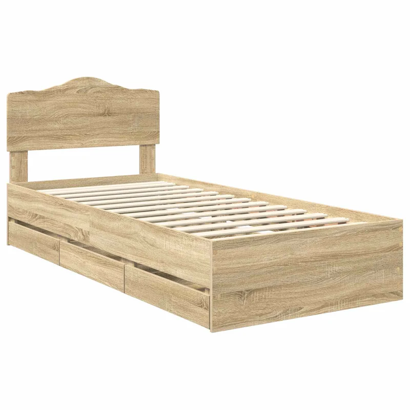 Bed Frame with Drawer Sonoma Oak 100 x 200 cm Engineer Wood