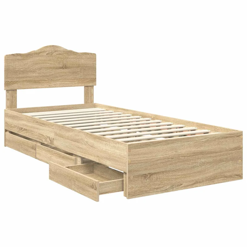 Bed Frame with Drawer Sonoma Oak 100 x 200 cm Engineer Wood
