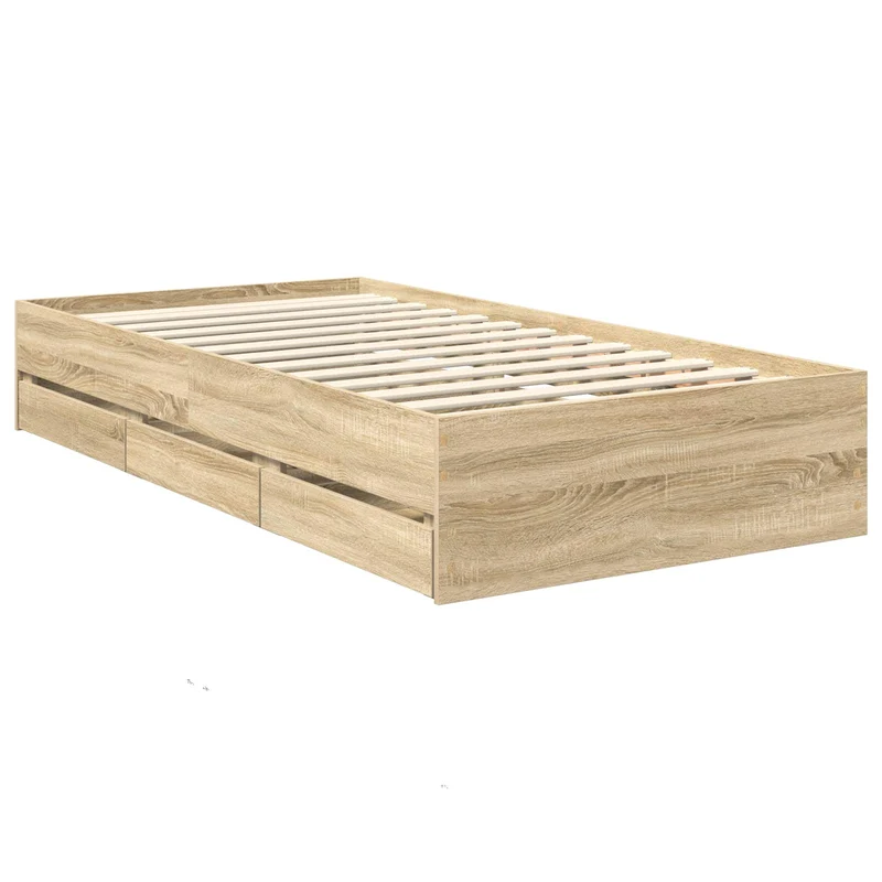 Bed Frame with Drawer Sonoma Oak 100 x 200 cm Engineer Wood