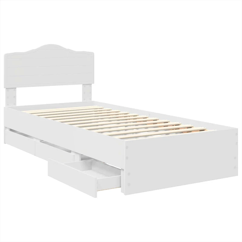 Bed Frame with Drawer White 90 x 200 cm Engineer Wood