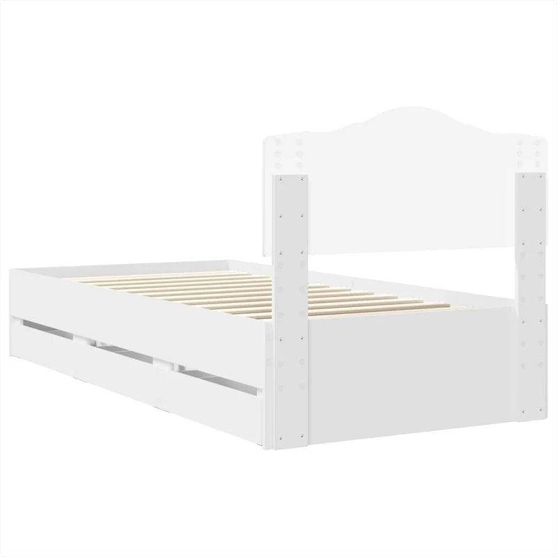Bed Frame with Drawer White 90 x 200 cm Engineer Wood