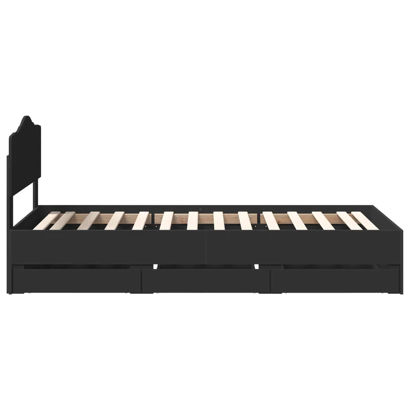 Bed Frame with Drawer Black 90 x 200 cm Engineer Wood