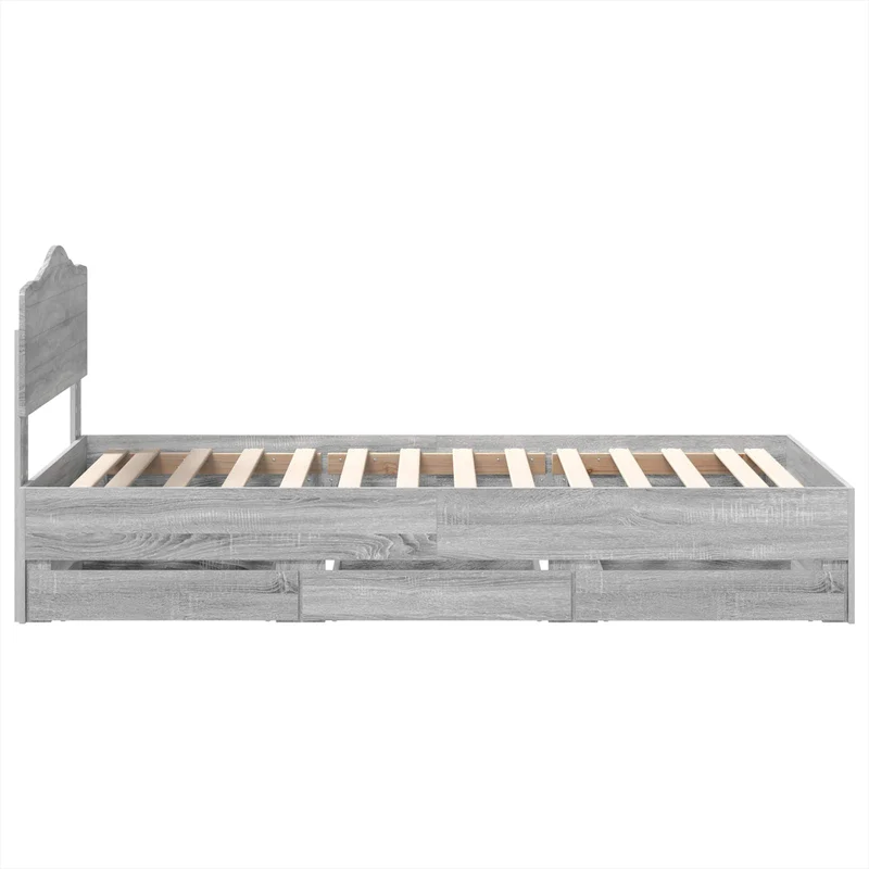 Bed Frame with Drawer Grey Sonoma 90 x 200 cm Engineer Wood