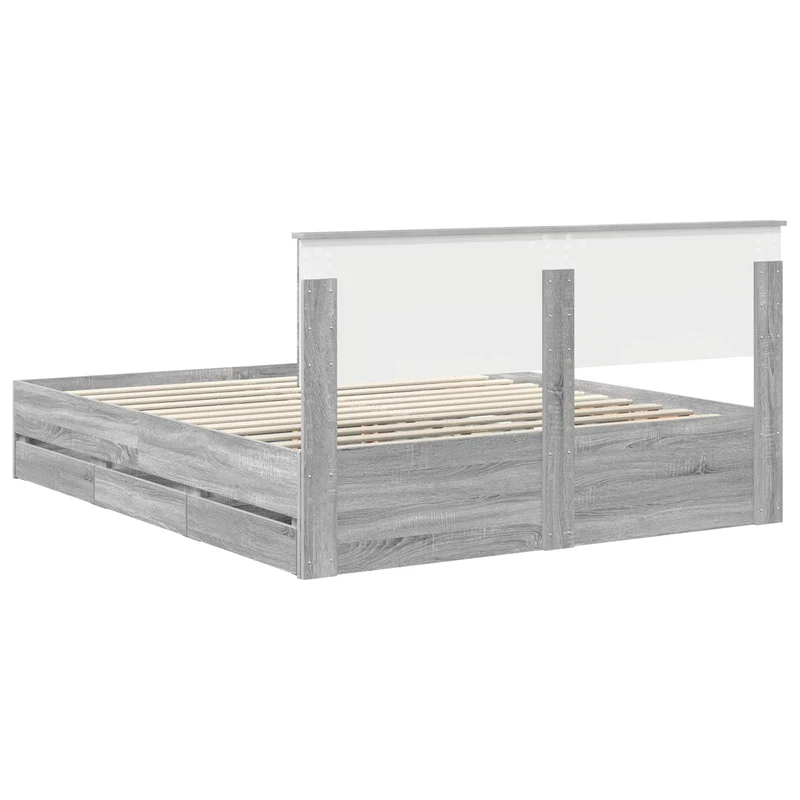 Bed Frame with Drawer Grey Sonoma 160 x 200 cm Engineer Wood