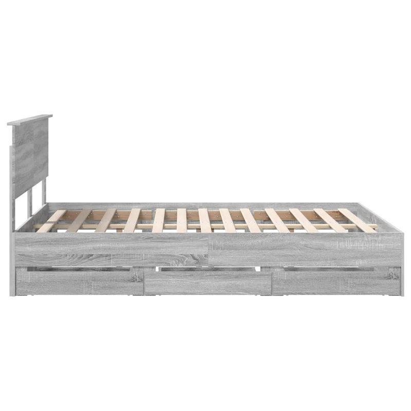 Bed Frame with Drawer Grey Sonoma 140 x 200 cm Engineer Wood