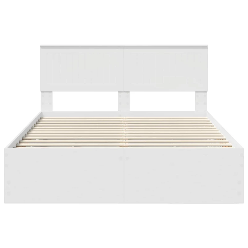 Bed Frame with Drawer White 140 x 190 cm Engineer Wood