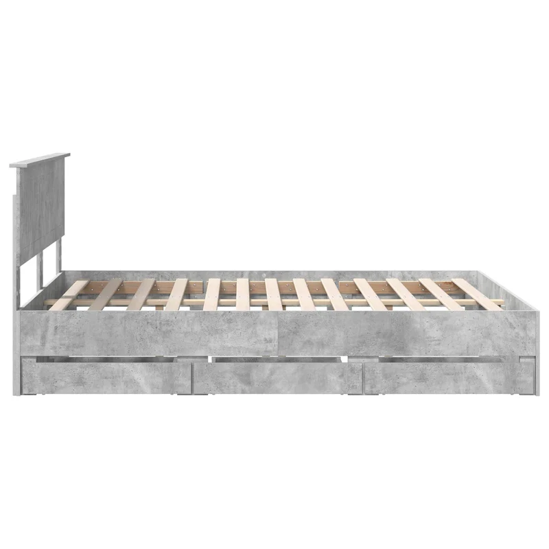 Bed Frame with Drawer Concrete Grey 140 x 190 cm Engineer Wood