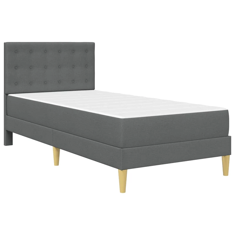 Bed Frame with Mattress Dark Grey 90 x 190 cm Fabric