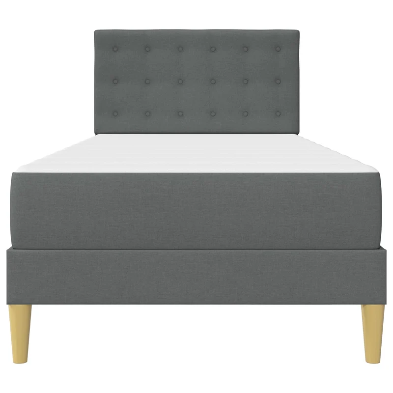 Bed Frame with Mattress Dark Grey 90 x 190 cm Fabric