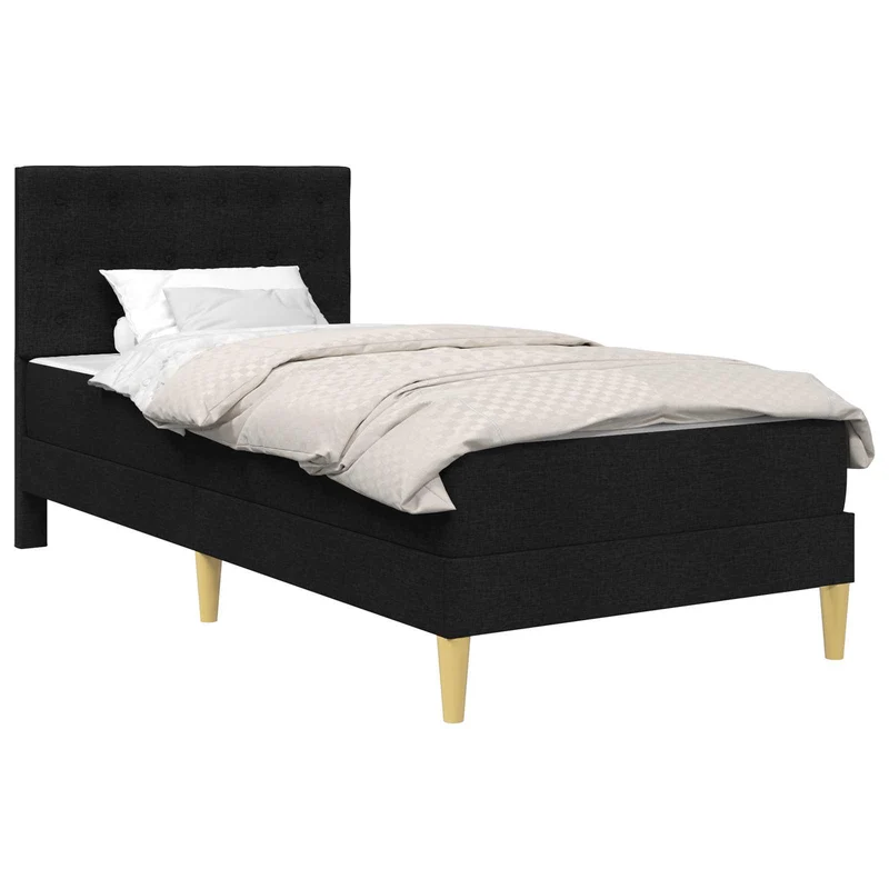 Bed Frame with Mattress Black 90 x 190 cm Fabric