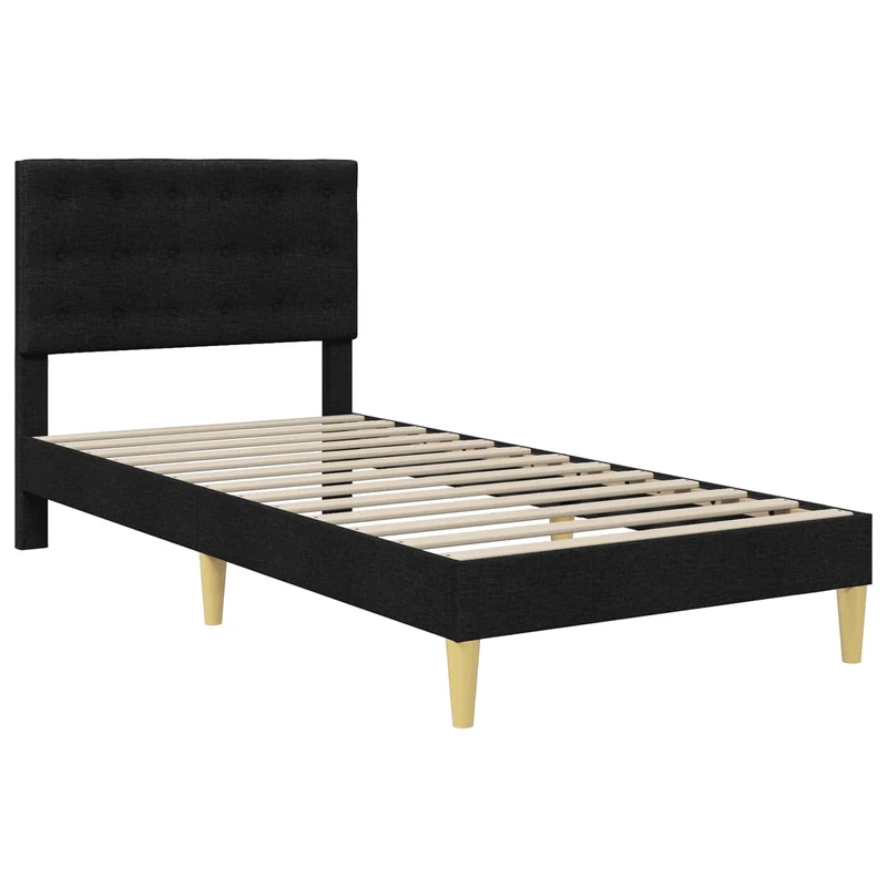 Bed Frame with Mattress Black 90 x 190 cm Fabric