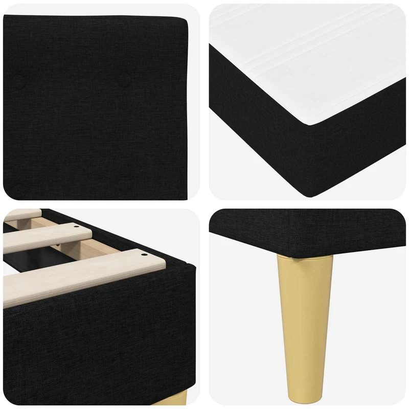 Bed Frame with Mattress Black 90 x 190 cm Fabric
