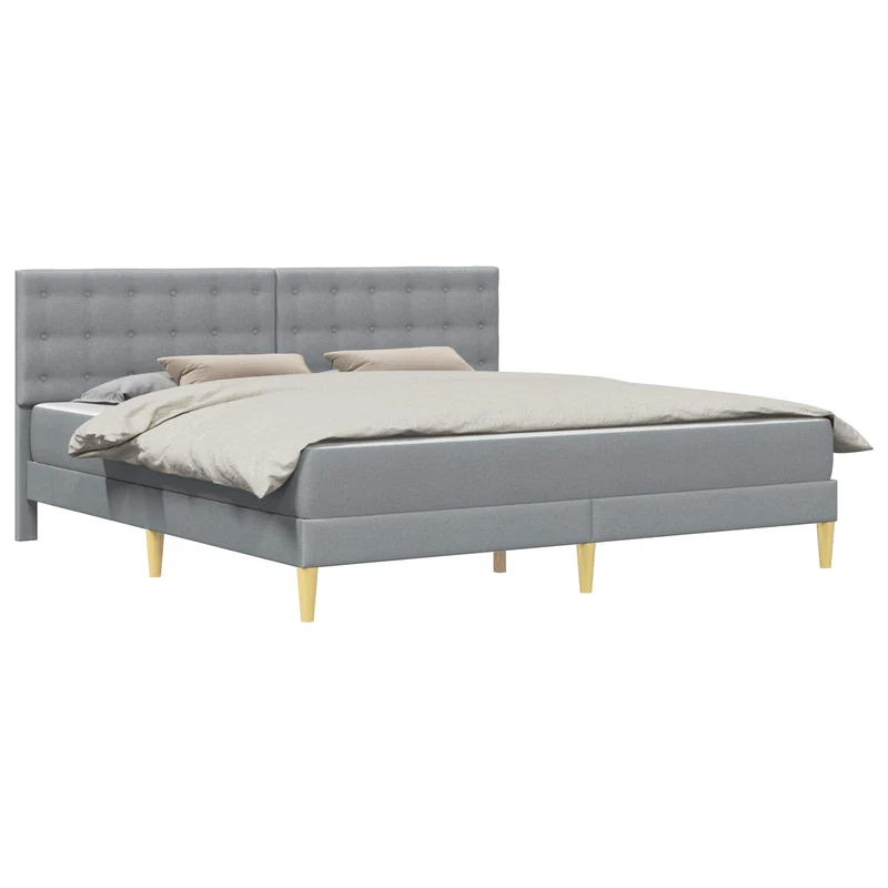 Bed Frame with Mattress Light Grey 180 x 200 cm Fabric