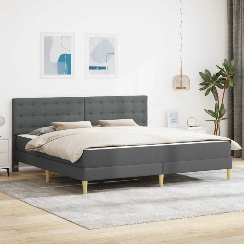Bed Frame with Mattress Dark Grey 180 x 200 cm Fabric