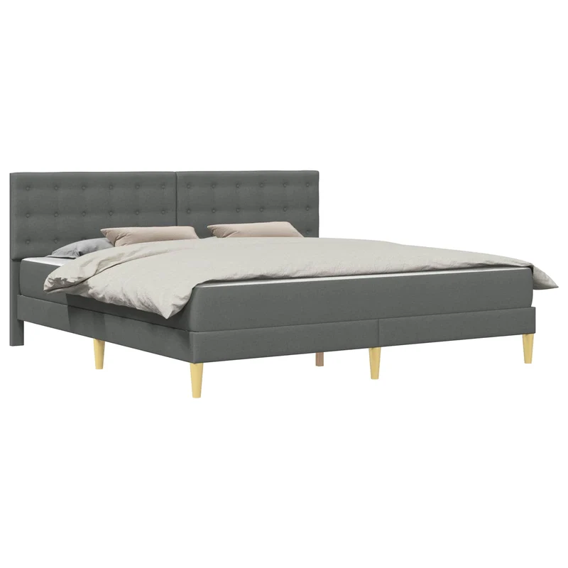 Bed Frame with Mattress Dark Grey 180 x 200 cm Fabric