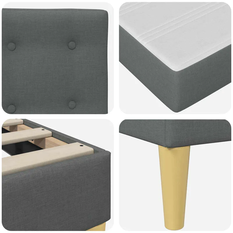 Bed Frame with Mattress Dark Grey 180 x 200 cm Fabric