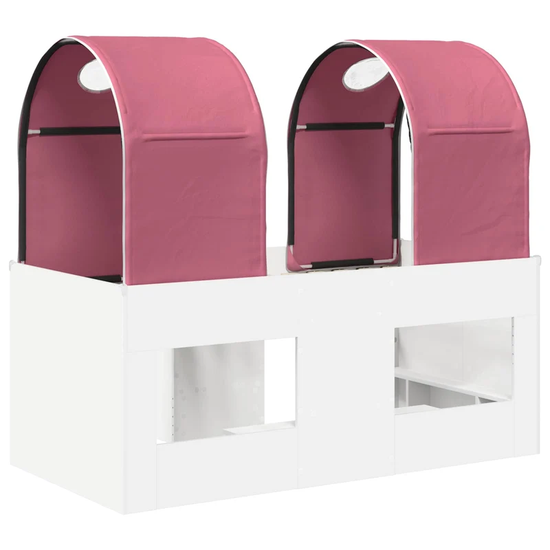 Bed with Tunnel 3 pcs White and Pink Engineered Wood