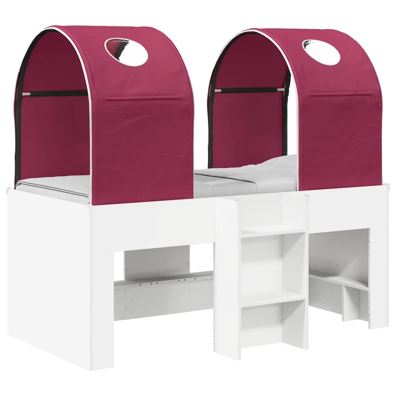 Bed with Tunnel 4 pcs White and Red Engineered Wood