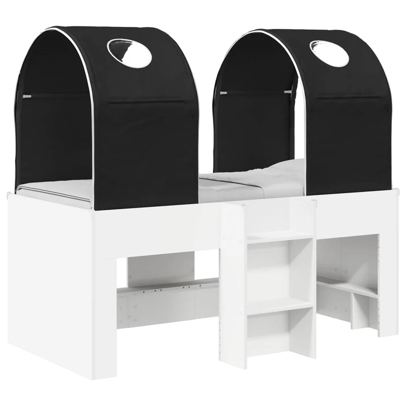 Bed with Tunnel 3 pcs White and Black Engineered Wood