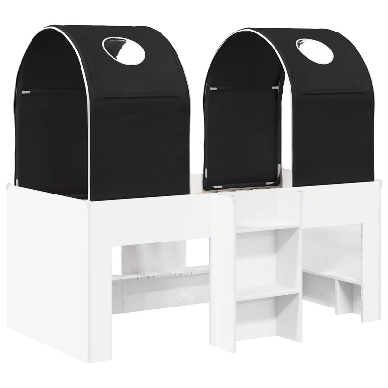 Bed with Tunnel 3 pcs White and Black Engineered Wood