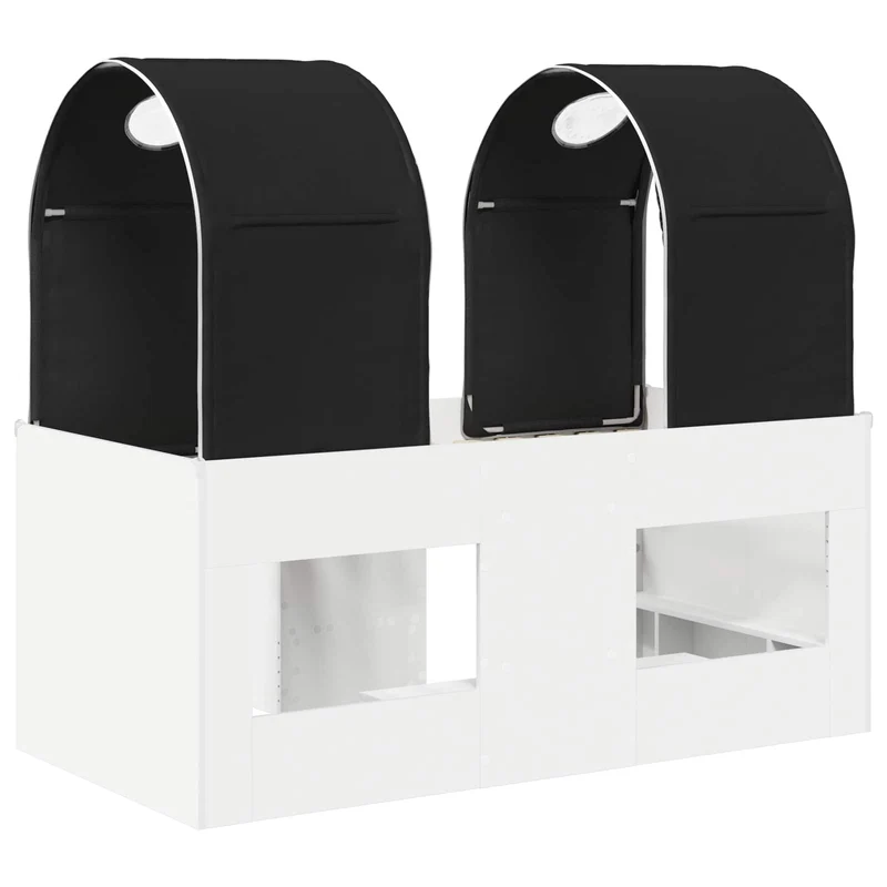 Bed with Tunnel 3 pcs White and Black Engineered Wood