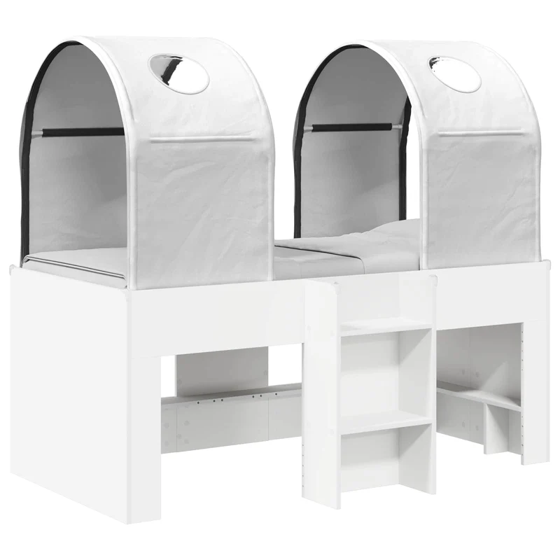 Bed with Tunnel 3 pcs White Engineered Wood