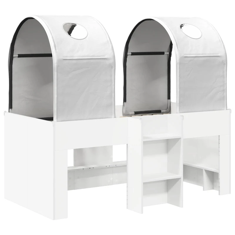 Bed with Tunnel 3 pcs White Engineered Wood