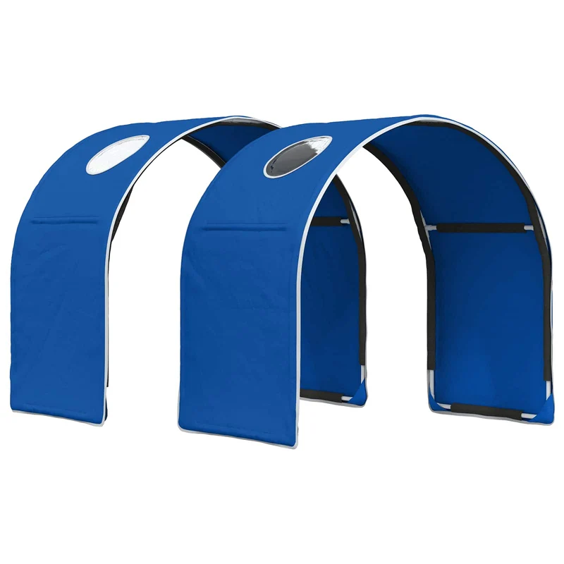 Bed with Tunnel with Shelf 3 pcs White and Blue Engineered Wood