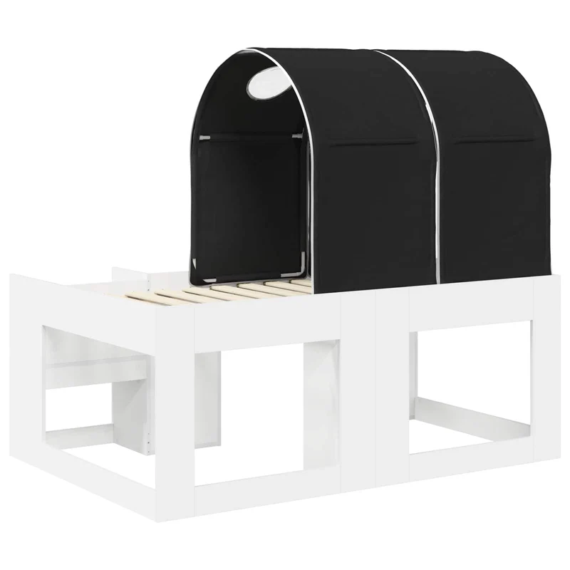 Bed with Tunnel 3 pcs White and Black Engineered Wood