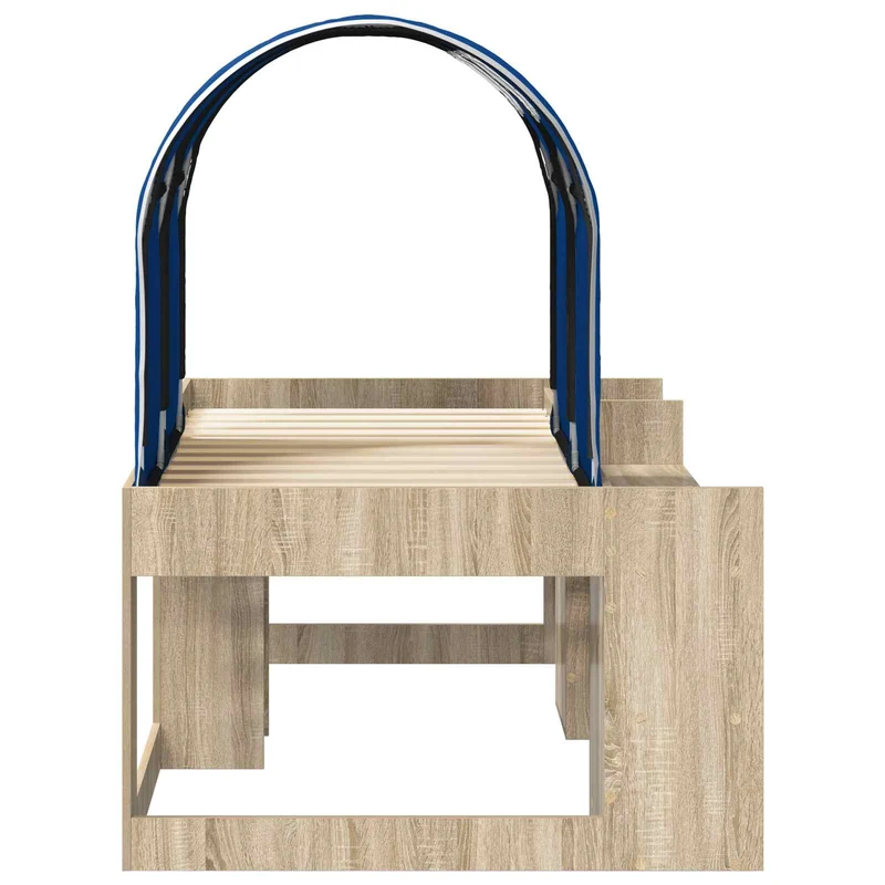 Bed with Tunnel 3 pcs Sonoma Oak and Blue Engineered Wood