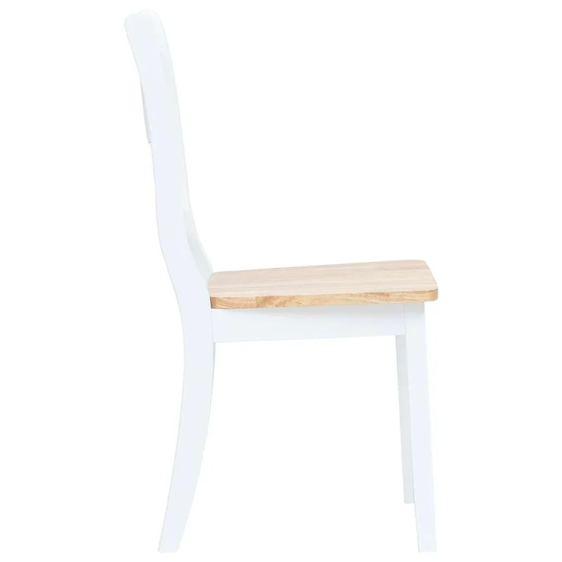 Dining Chairs 6 pcs White and Natural Solid Rubber Wood