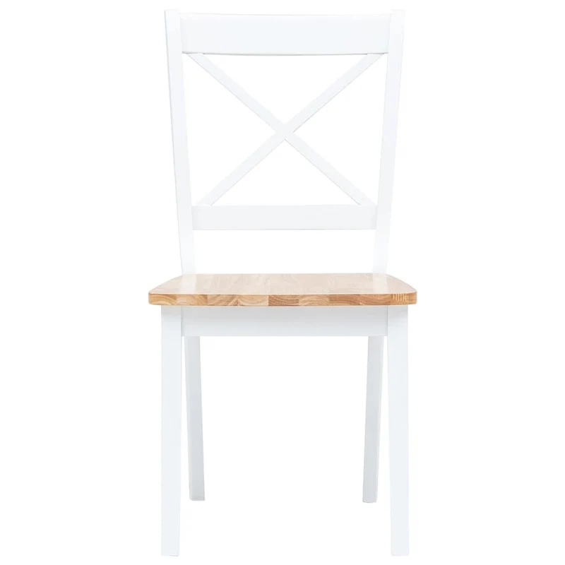 Dining Chairs 6 pcs White and Natural Solid Rubber Wood
