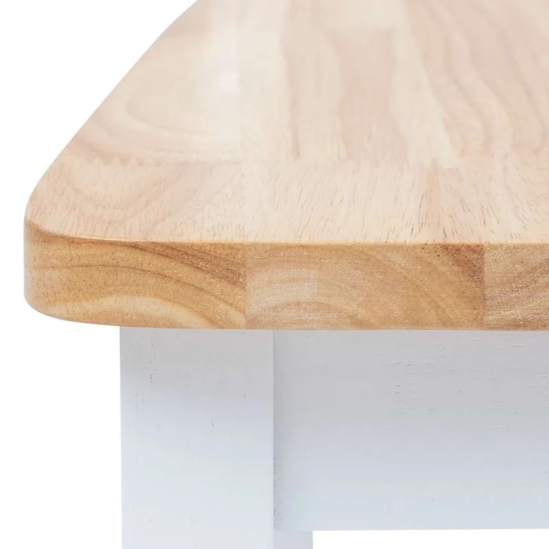 Dining Chairs 6 pcs White and Natural Solid Rubber Wood