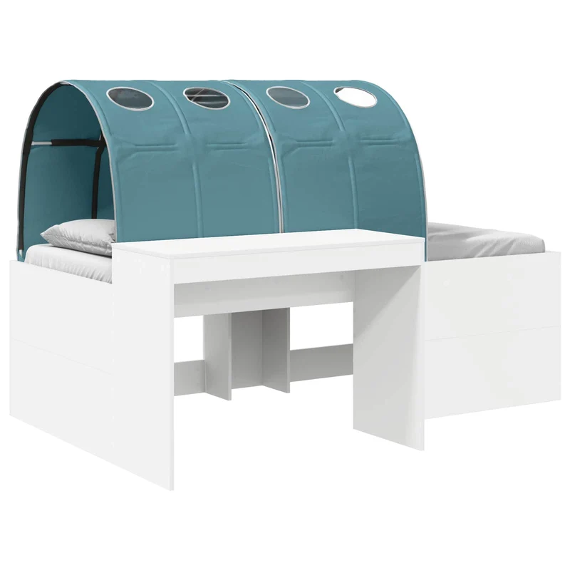 Bed with Tunnel 4 pcs White and Light Blue Engineered Wood