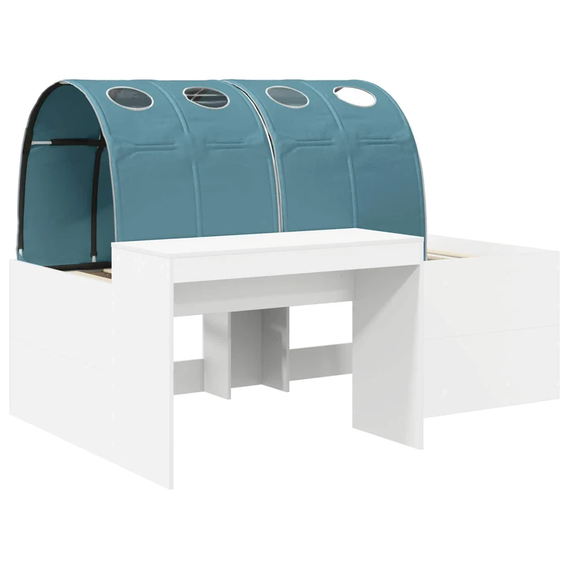Bed with Tunnel 4 pcs White and Light Blue Engineered Wood