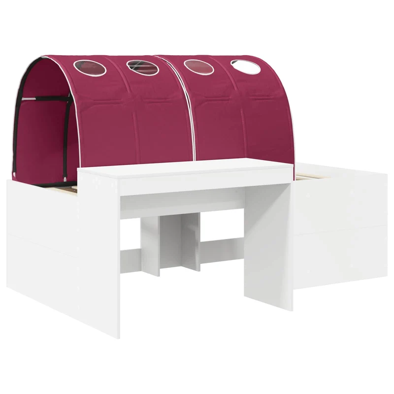 Bed with Tunnel 3 pcs White and Red Engineered Wood