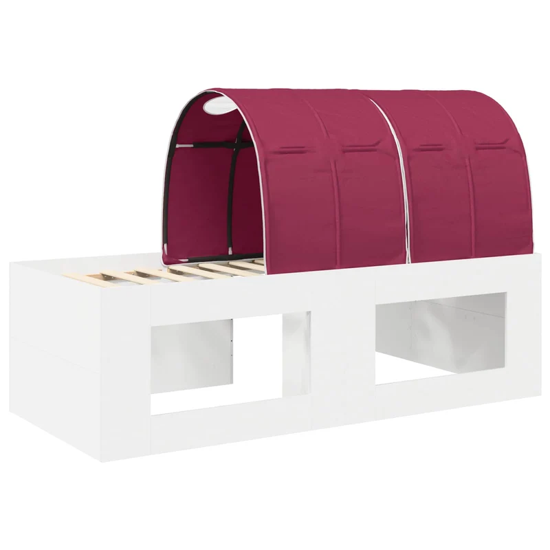 Bed with Tunnel 3 pcs White and Red Engineered Wood