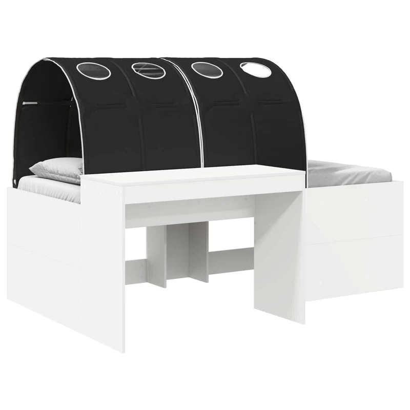 Bed with Tunnel 4 pcs White and Black Engineered Wood