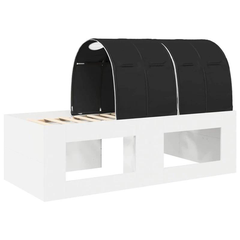 Bed with Tunnel 4 pcs White and Black Engineered Wood
