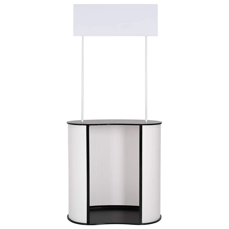 Trade Show Counter Black and White 90 x 48 x 200 cm