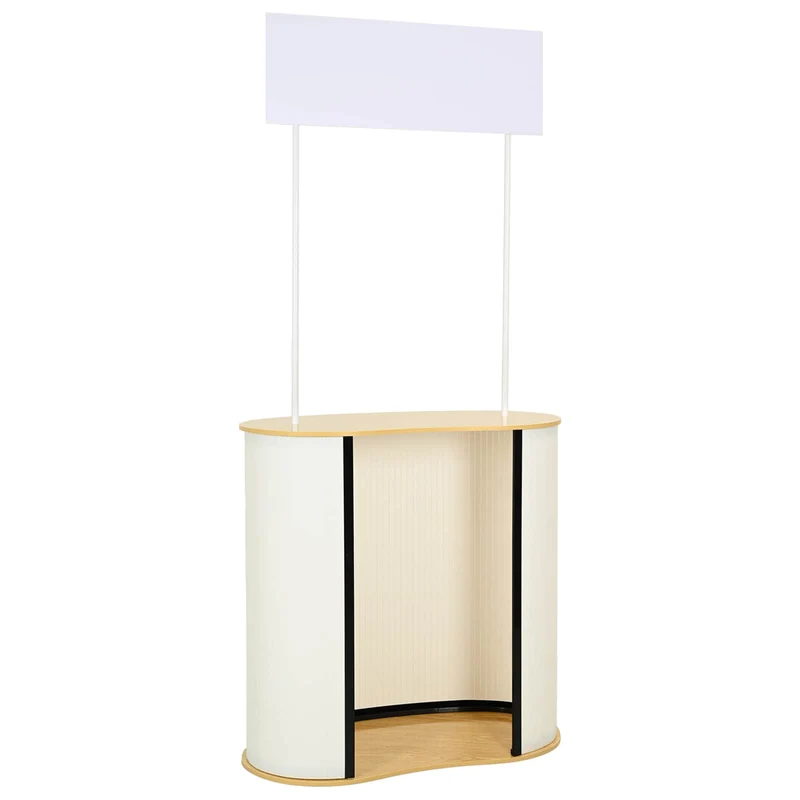 Trade Show Counter Light Brown and White 90 x 48 x 200 cm