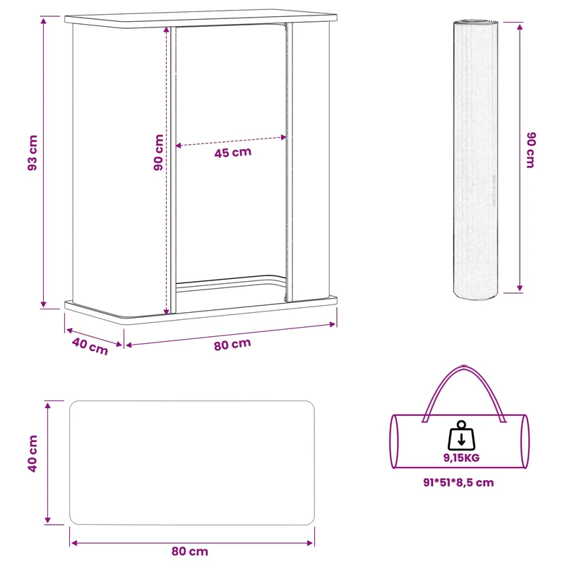 Trade Show Counter Black and White 80 x 40 x 93 cm
