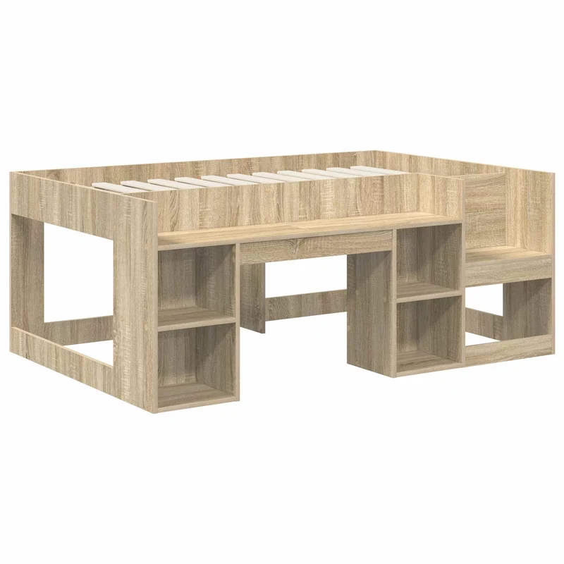 Bed with Tunnel 3 pcs Sonoma Oak and Pink Engineered Wood