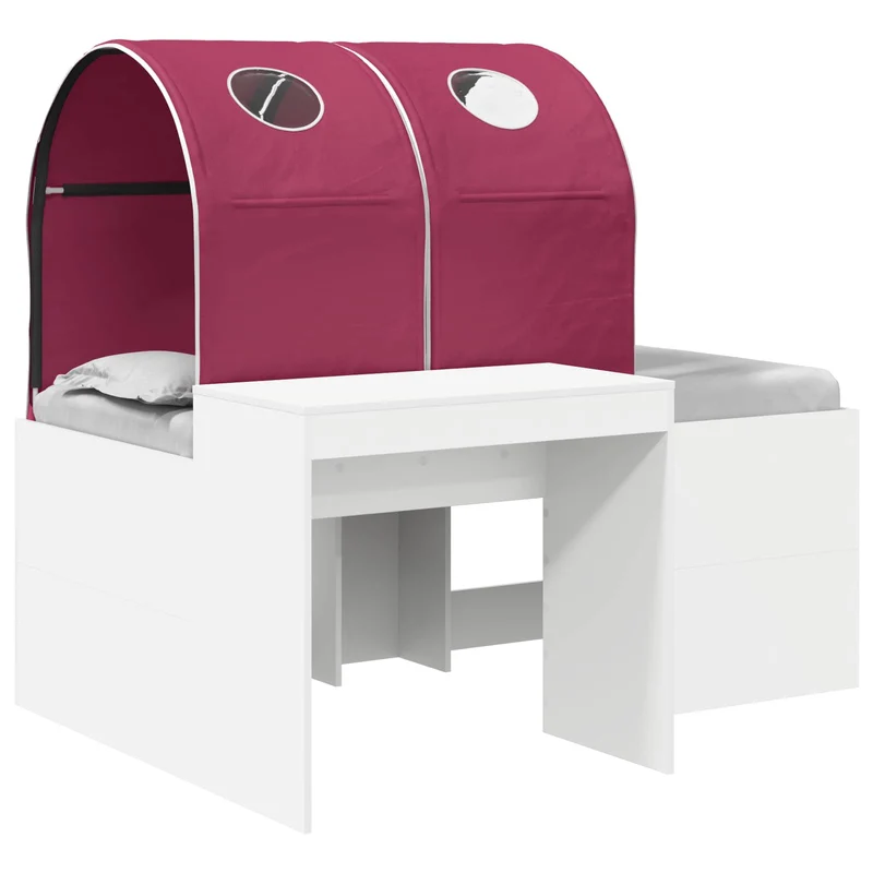 Bed with Tunnel 3 pcs White and Red Engineered Wood